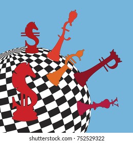 currency chess on chessboard
