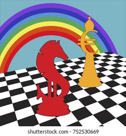 currency chess on chessboard