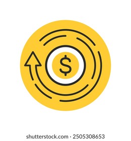 Currency Circulate icon with dollar sign. Return money icon.