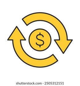 Currency Circulate icon with dollar sign. Dollar exchange icon. Editable stroke vector eps10 illustration.