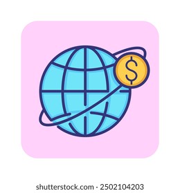 Currency in circulation line icon. Global money, modern financial trend, dollar popularity. Currency concept. Vector illustration can be used for topics like e-commerce, finance, money