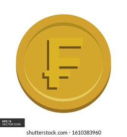 Currency coin Franc icon. Vector illustration