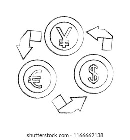 currency coins money yen dollar euro foreign exchange