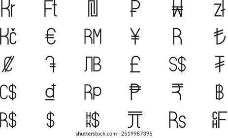 Currency collection icons High-Quality Vector Icons Collection with Editable Stroke. Ideal for Professional and Creative Projects.