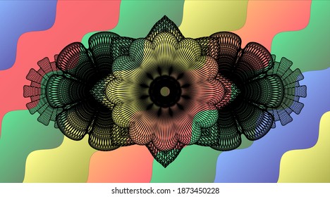 Currency Colorful candy badge. Curvy exquisite background. Illustration. 