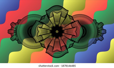 Currency Colorful candy badge. Curvy classic background. Artistic illustration. 