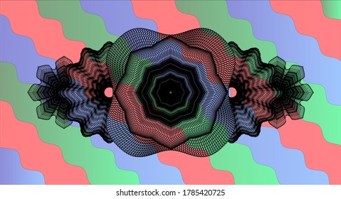 Currency Colorful candy multicolored realistic emblem. Curvy chic background. Illustration. 