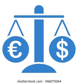 Currency Compare vector icon. Style is flat symbol, cobalt color, rounded angles, white background.