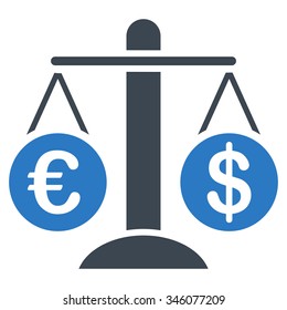 Currency Compare vector icon. Style is bicolor flat symbol, smooth blue colors, rounded angles, white background.