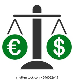 Currency Compare vector icon. Style is bicolor flat symbol, green and gray colors, rounded angles, white background.