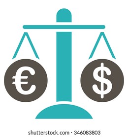 Currency Compare vector icon. Style is bicolor flat symbol, grey and cyan colors, rounded angles, white background.