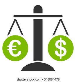 Currency Compare vector icon. Style is bicolor flat symbol, eco green and gray colors, rounded angles, white background.