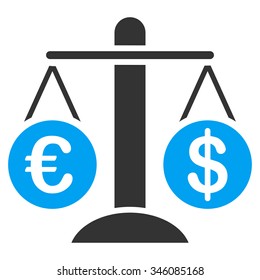 Currency Compare vector icon. Style is bicolor flat symbol, blue and gray colors, rounded angles, white background.