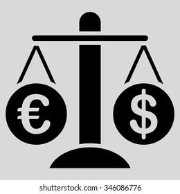 Currency Compare vector icon. Style is flat symbol, black color, rounded angles, light gray background.