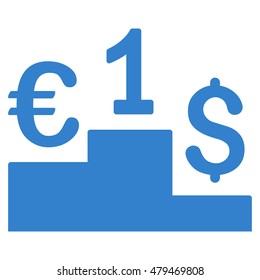 Currency Competition icon. Vector style is flat iconic symbol, cobalt color, white background.
