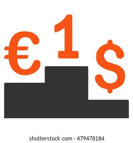 Currency Competition icon. Vector style is bicolor flat iconic symbol, orange and gray colors, white background.