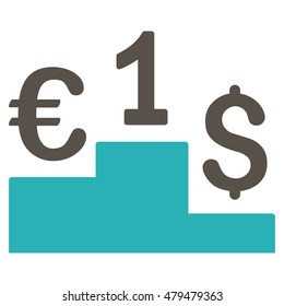 Currency Competition icon. Vector style is bicolor flat iconic symbol, grey and cyan colors, white background.