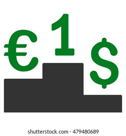 Currency Competition icon. Vector style is bicolor flat iconic symbol, green and gray colors, white background.