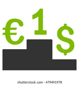 Currency Competition icon. Vector style is bicolor flat iconic symbol, eco green and gray colors, white background.