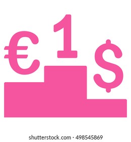 Currency Competition icon. Vector style is flat iconic symbol, pink color, white background.