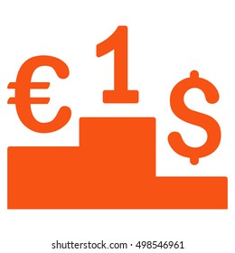 Currency Competition icon. Vector style is flat iconic symbol, orange color, white background.