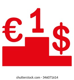 Currency Competition vector icon. Style is flat symbol, red color, rounded angles, white background.