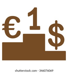 Currency Competition vector icon. Style is flat symbol, brown color, rounded angles, white background.