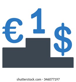 Currency Competition vector icon. Style is bicolor flat symbol, smooth blue colors, rounded angles, white background.