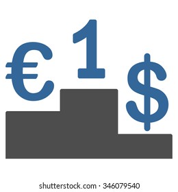 Currency Competition vector icon. Style is bicolor flat symbol, cobalt and gray colors, rounded angles, white background.