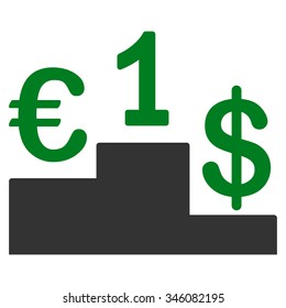 Currency Competition vector icon. Style is bicolor flat symbol, green and gray colors, rounded angles, white background.
