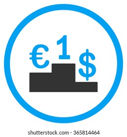 Currency Competition vector icon. Style is bicolor flat circled symbol, blue and gray colors, rounded angles, white background.