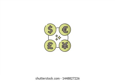 Currency concept icon in trendy flat style isolated on white background. Currency concept symbol. Vector illustration