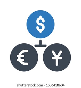 currency connection glyph colour vector icon