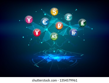 currency connection technology Abstract background