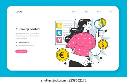Control de divisas como medida para reducir la inflación en la web banner o página de inicio. Recuperación de la crisis económica. Aumentar los precios y el valor del dinero disminuye. Ilustración vectorial plana