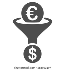 Currency conversion from BiColor Euro Banking Icon Set. Vector style: flat, gray symbol, rounded angles, white background.