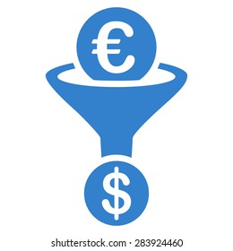 Currency conversion from BiColor Euro Banking Icon Set. Vector style: flat, cobalt symbol, rounded angles, white background.
