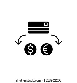 Currency conversion black icon concept. Currency conversion flat  vector symbol, sign, illustration.