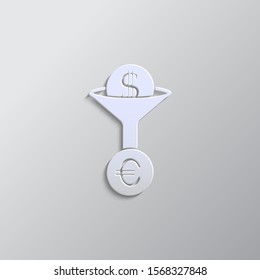 currency conversion, dollar paper style, icon. Paper style vector icon