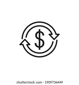 Currency conversion flat vector icon. Dollar conversion flat vector icon