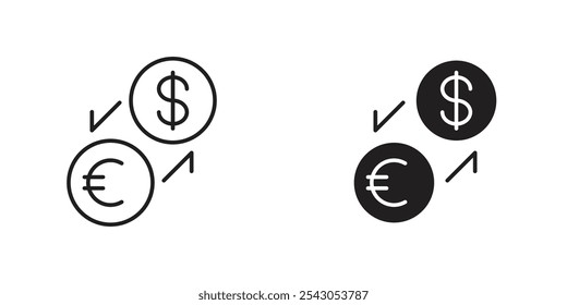 Icono de Conversión de Divisa con Flechas de Cambio y Símbolos de Divisa, Representando Cambio de Divisa, Tipos de Conversión y Transacciones Globales