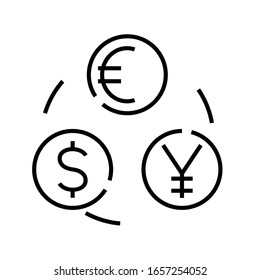 Currency conversion line icon, concept sign, outline vector illustration, linear symbol.