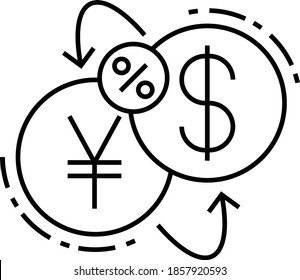Currency Conversion Tax Concept,  Foreign Exchange Conversion Vector Icon Design, Compulsory Financial charges and Taxation Symbol on White Background, Levy Sign