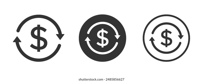 Currency conversion vector icons set