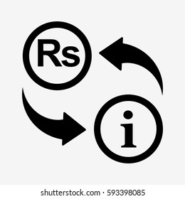 Currency convert icon. Info to rupee. Isolated on white background. Flat vector illustration