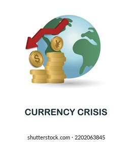 Currency Crisis icon. 3d illustration from economic crisis collection. Creative Currency Crisis 3d icon for web design, templates, infographics and more