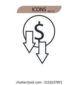 currency crisis icons  symbol vector elements for infographic web