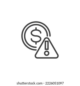 Currency crisis line icon. Dollar warning linear style sign for mobile concept and web design. Money inflation outline vector icon. Symbol, logo illustration. Vector graphics