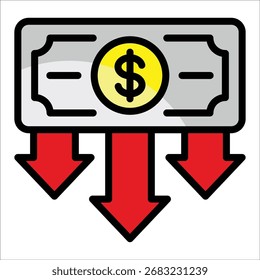 Currency Decline Icon Element For Design