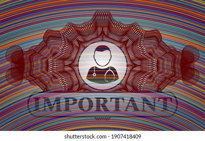 Currency decoration Doctor icon and Important text colorful emblem. Showy fashionable background. Intense illustration. 